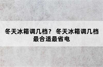 冬天冰箱调几档？ 冬天冰箱调几档最合适最省电